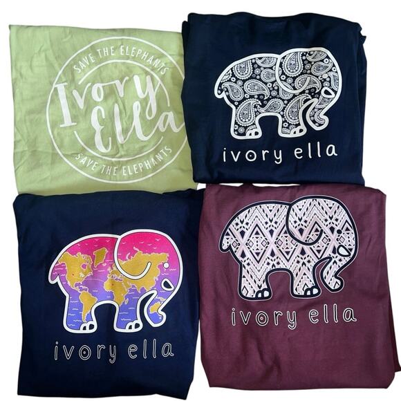 Ivory Ella Tops - Bundle Lot 4 Womens Ivory Ella Graphic T-Shirts size xl / l save the elephants